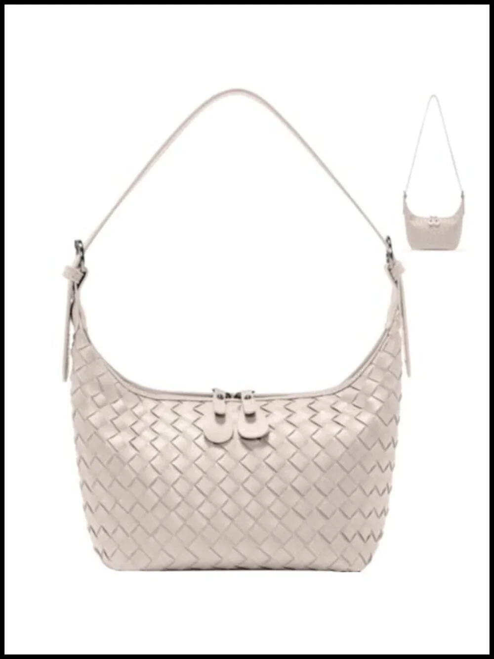 Woven Hobo Crossbody Bag with Adjustable Strap Top Zipper
